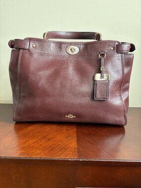 Coach 33549 Gramercy Satchel - Oxblood Structured Leather Bag